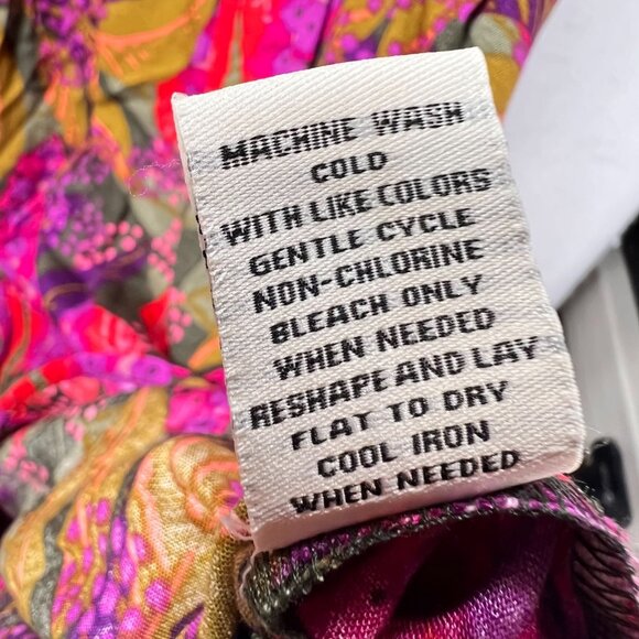 Caffe Marrakesh Peasant Tunic Top Smocked Boho Womens XL Floral Colorful Vibrant - Picture 7 of 10